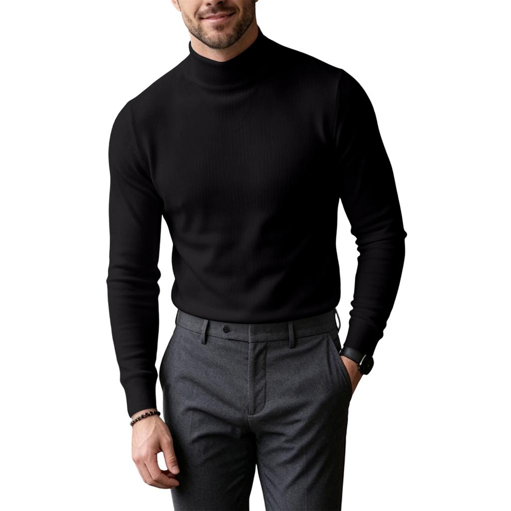 Men's Turtleneck Sweater Long Sleeve Pullover for Fall and Winter