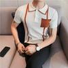 Lapel Short Sleeve Polo Shirt Men's Fashion Brand Summer T-shirt Korean Slim Fashion 2025 New All-Matching T-shirt Top