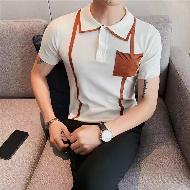 Lapel Short Sleeve Polo Shirt Men's Fashion Brand Summer T-shirt Korean Slim Fashion 2025 New All-Matching T-shirt Top