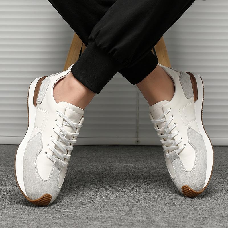 Fashion New Men's Designer Suede Leather Mixed Lace Up Running Shoes Male Causal Flats Moccasins Sports Walking Sneakers Zapatos Hombre