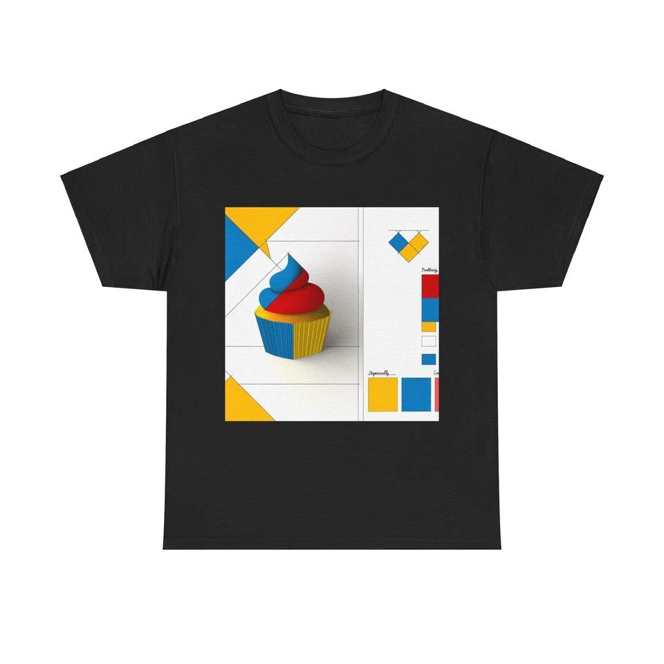 Unisex Adult T Shirt Bauhaus Cupcake Art Geometric Design Bold L