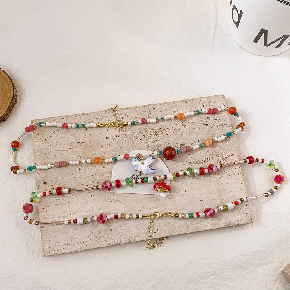Ethnic Style Colorful Stone Choker Necklace Neck Jewelry Pearl Clavicle Chain  Friends