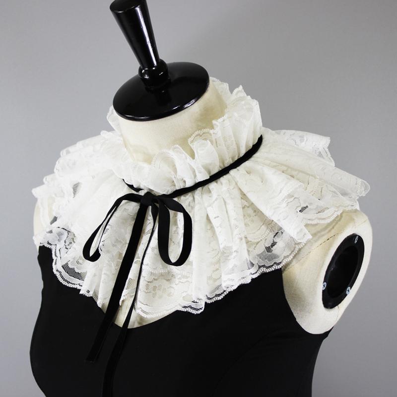 Solid Color Sweet Tie Scarf Ralph Collar Fashion Lace Shawl Collar Accessory Fairy Detachable Collar For Stage Performance Party