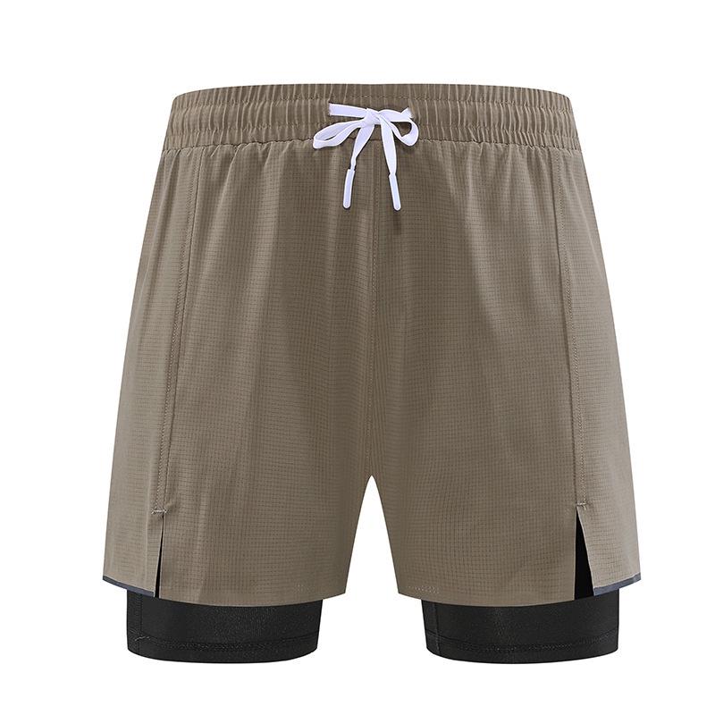 2024 Men's Quick-Dry Sports Shorts, Fake Two-Piece Design, Mid-Length with Inner Lining for Running or Training