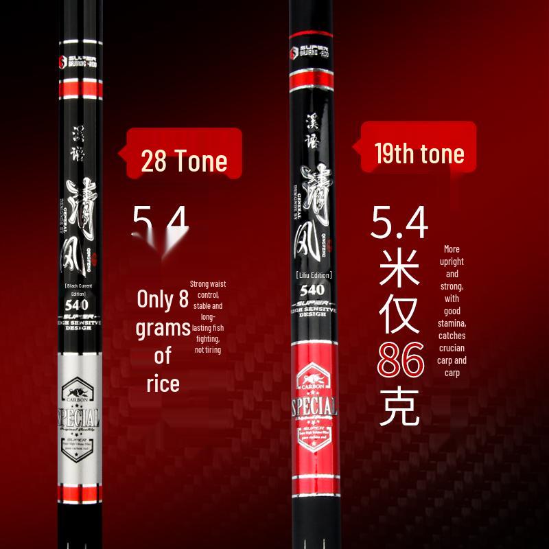 High-Carbon Stream Fishing Rod: Super Hard, Lightweight, 19/28 Tone for Crucian Carp