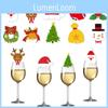 Christmas Party Wine Glass Card Plugin With Santa Reindeer Snowman Use Tree
