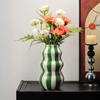 Vaso Exquisitamente Artesanal Estampa Listrada Vaso de Cerâmica Decorativo Redondo Tamanho Perfeito Vaso Decorativo Artístico Decoração para Casa