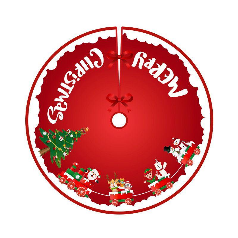 Saia de Árvore de Natal Xadrez Vermelho Festiva Com Design de Papai Noel e Alce Para Decoração Elegante de Feriado
