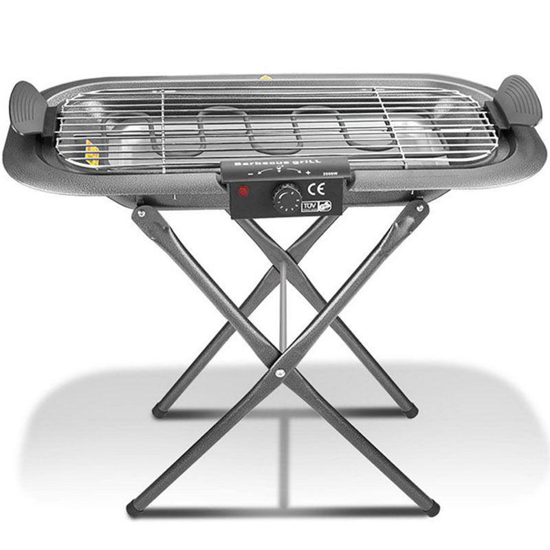 Очень большой высокомощный электрический гриль-барбекю 2-в-1 со съемной подставкой и вертелом