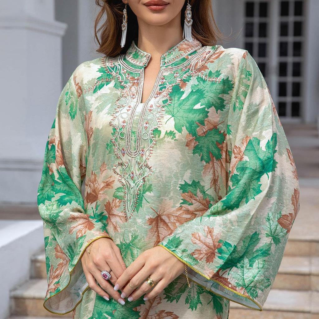 Middle Eastern Embroidered Dubai Evening Abaya Dress for Women