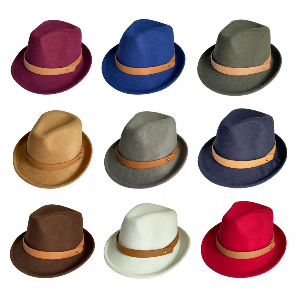Fashion Felt Top Hat for Women British Retro Versatile Men Solid Color Felt Hat