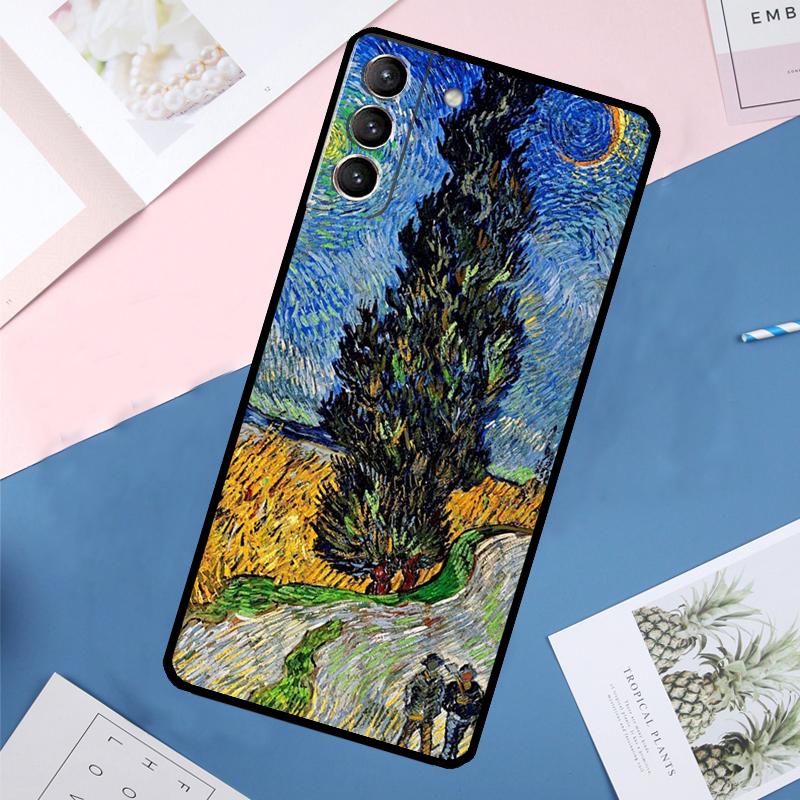 Paintings Starry Night Van Gogh Case For Samsung Galaxy S25 Ultra S21 S22 S23 S24 Ultra S9 S10 Plus S20 FE S25 FE Back Cover