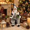 12 Inch Sitting Santa Claus Statue Figurine Window Display Santa Claus Doll Home Ornaments Christmas Decorations