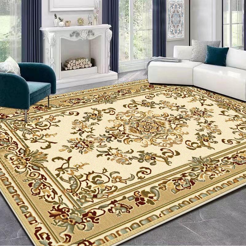 European Style Golden Large Living Room Carpets Luxury Decoration Washable Plush Bedroom Rug Lounge Tatami Non-slip Floor Mat
