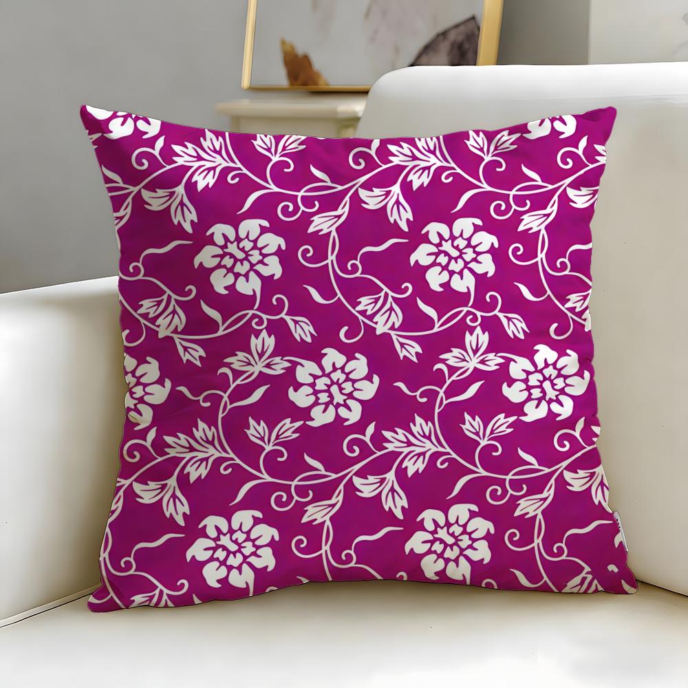 Chinese Traditional Floral Cushion Cover Soft  EasyWash Pillow Case  Versatile for Couch Bed Travel and Office