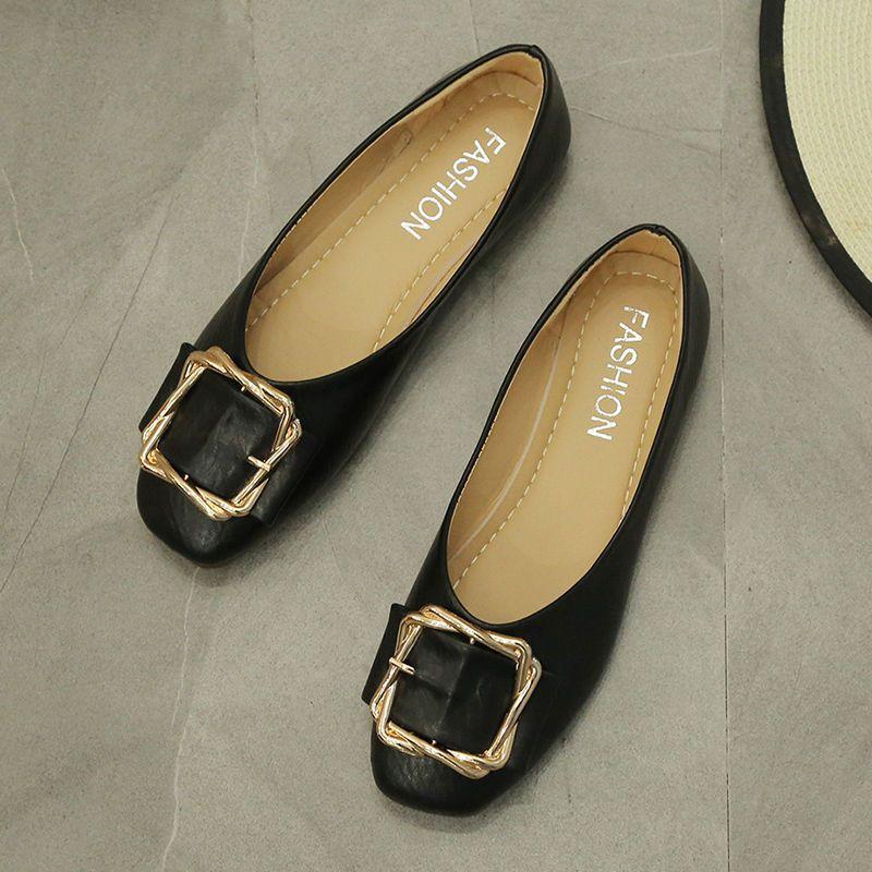 Women's Flat Shoes Spring and Autumn Square Toe Slip-on Ladies Footwear Cheap Clearance Stylish Korean Style Comfortable 39 Shoe