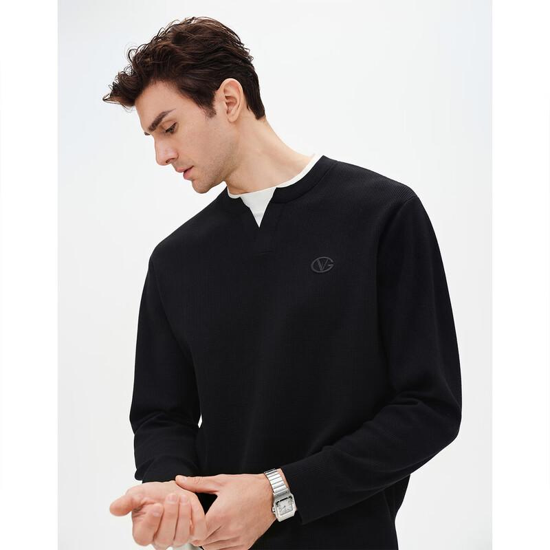 Giovanni Valentino Men s Faux Two-Piece Knit Long Sleeve Shirt 3XL
