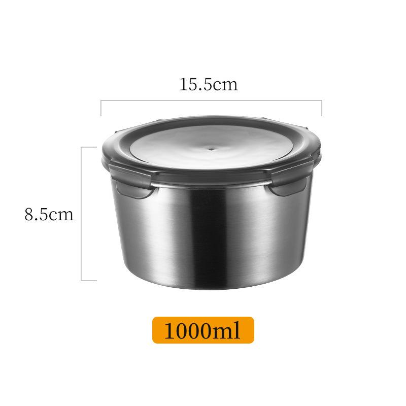 304 Stainless Steel Rectangular Fresh-Keeping Lunch Box with Lid for Kitchen Storage