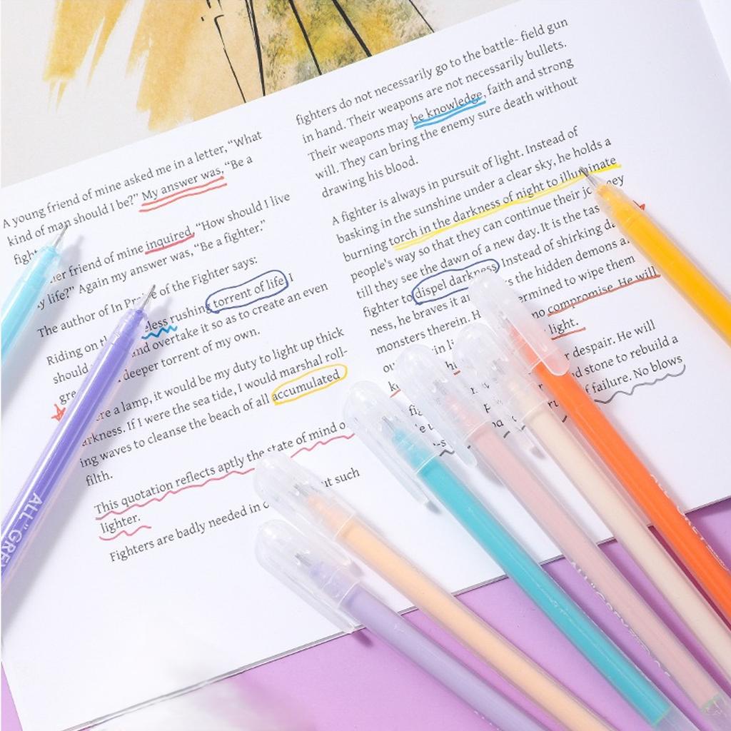 6 Pcs Colorful Gel Pens 0.5mm Fine Needle Nib Smooth Ink Pen for School Stationery & Office Supplies