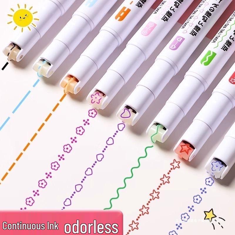 Floral Outline Curve Highlighter Pen for Journaling and Drawing