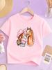 Cowgirl Kiss Horse Western Style Print Kids T Shirt Boys Girls Polyester Short Sleeve Parent Child Elegant Animal Summer Casual Tee