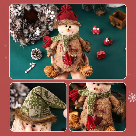 Christmas Gift Bags Zipper Design Reusable Fabric Gift Bags for Gifts Candy Fruits 3D Santa Snowman Deer Shaped Storage Bag for Party And Festival