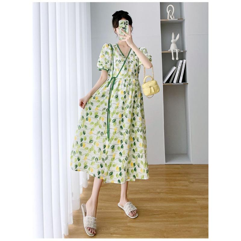 

Платье для беременных с воротником, маленькое, свежее, летнее, средней длины, можно носить с бретелями и тонкое платье для работы. 3XL recommends 165-92.5 kg