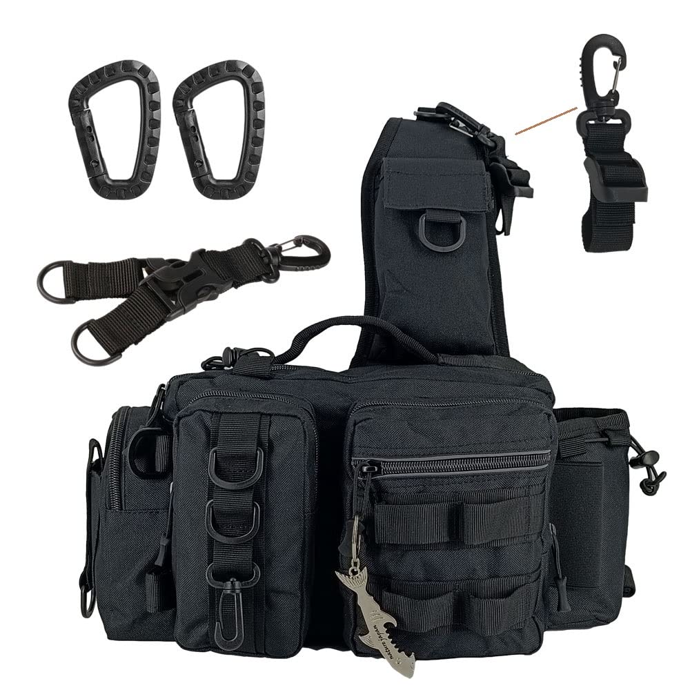 

Fishing Fishing Rod with Hook and Loop Key Run and Large Capacity [nature japan] Bag, Bag, Carabiner, 2-Way Joint, Belt, Holder, Tackle, Gun, чорний