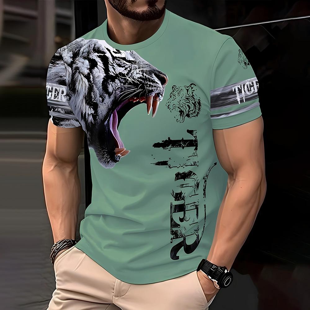 Soft and lightweight classic T-shirt for men in summer, cool and comfortable round neck short sleeved 3D printed loose T-shirt