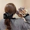 French Elegant Solid Color Scrunchies Black Brown Large Intestine Hair Bands Women Ins Fashion Flower Bud Satin Hair Ties Ropes