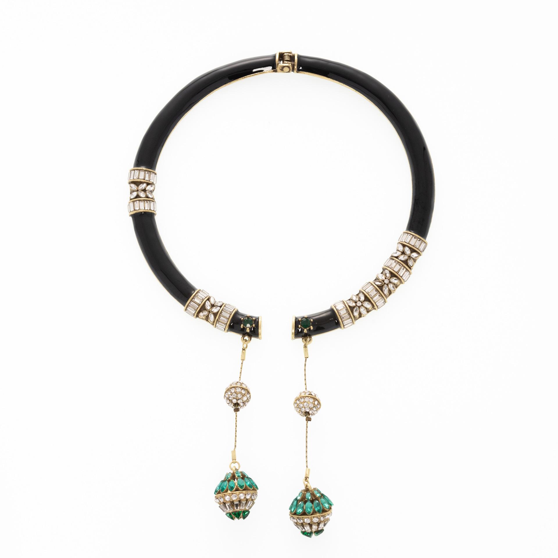 Винтажные Черная Эмаль Медный Сплав Ожерелье-Воротник с Бахромой Высококлассный Нишевый Дизайн Аксессуары