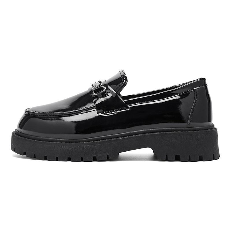 Women Metal Decor Chunky Platform Loafers Slip‑On Thick Lug Sole Casual Daily Shoes