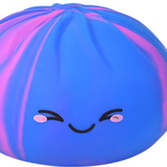 Smiling Steamed Bun Stress Ball Anti-Anxiety Colorful Dumpling Squeeze Toy Soft Stretchy Simulated Dough Ball Fidget Sensory Toy