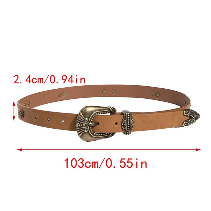 PU Waist Belts with Alloy Carved Buckle Thin Adjustable Waist Belt Woman Girls Jeans Dresses Skirt Coat Waistband
