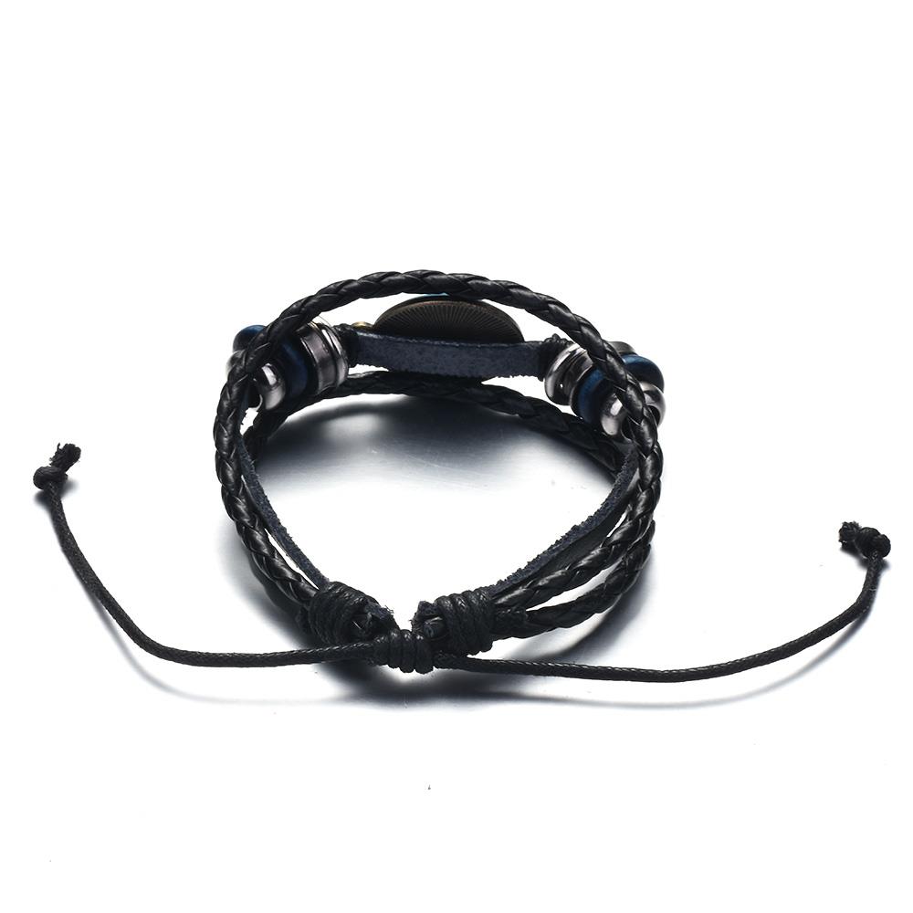 Bracciale con Ciondolo Simbolo Rune Vintage Tryzub Gemme di Vetro Fatto a Mano Multiplo Braccialetti in Pelle PU Braccialetto Gioielli Unisex Regalo
