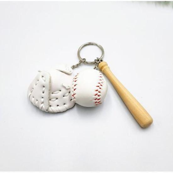 Baseball Keychain Pendant Zinc-Iron Alloy Wood Faux Leather Baseball Bat Cap Team Gift Baseball Fan Accessory