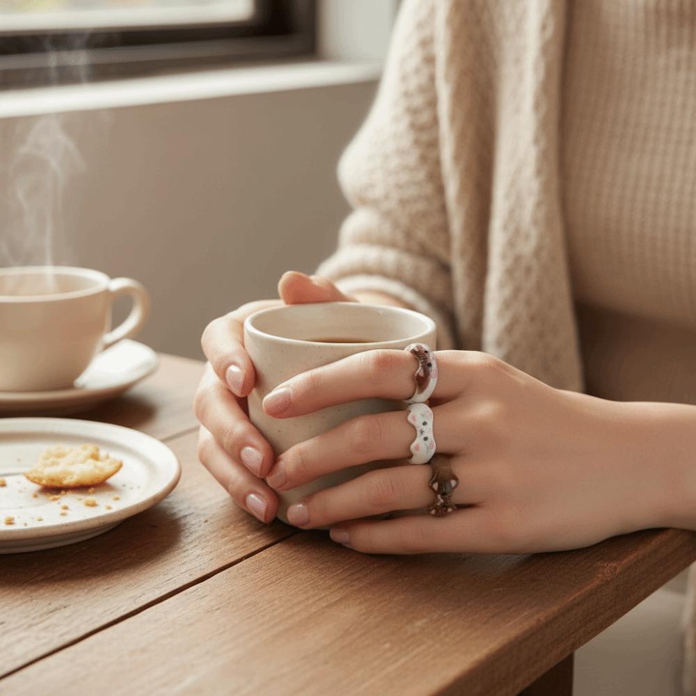 Unique Design Cartoon Ragdoll Cat Ring Creative Design Finger Ring Gift Resin Ring Teenager