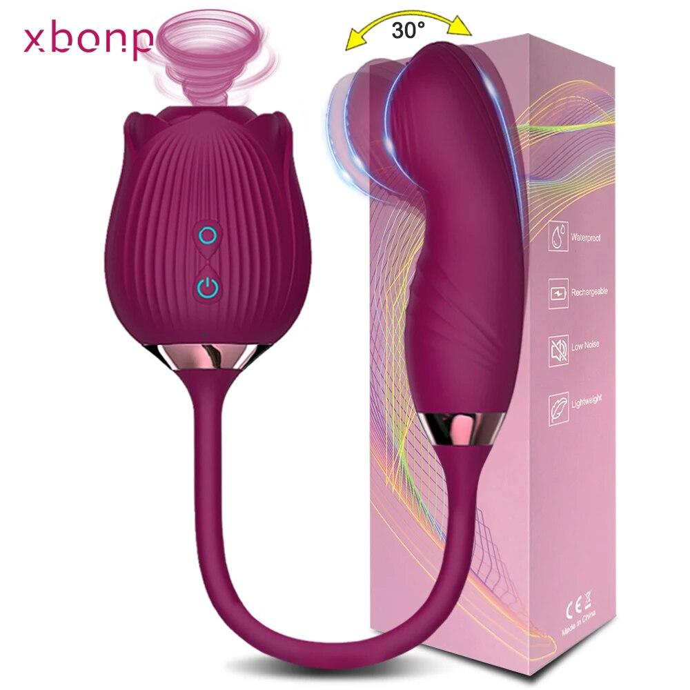 Powerful Rose-Vibrator Dildo for Women Sucker Clitoris Stimulator Mimic Finger Wiggling G-Spot Massager Adults Goods Sex Toys