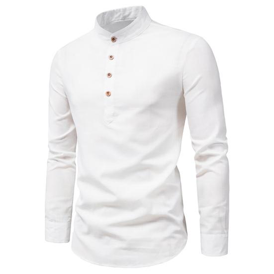 Business Shirt Anti-wrinkle Stand Collar Slim Formal Breathable Autumn Top for Work