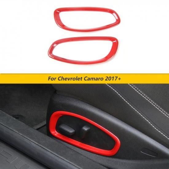 Car Seat Adjust Button Frame Ring Trim Cover Ring For Chevrolet Camaro 17+ Red