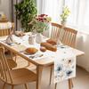 Bonhause Watercolor Floral Placemats Set of 4, 12x18 Inch Blue Brown Flower Leaves Kitchen Dining Table Mats Washable Place Mats for Indoor Outdoor