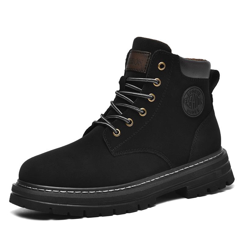 European Station Exit Men's Martin Boots 6 Hole Yellow Boots British Tooling Shoes Autumn and Winter High Top Desert Men's Boots