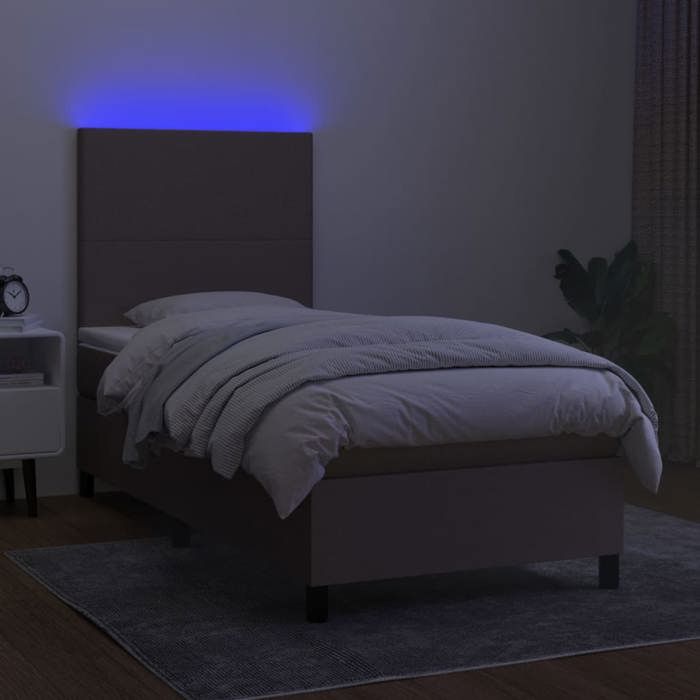 Maison Exclusive - Sommier à lattes de lit et matelas et LED Taupe 90x200 cm Tissu