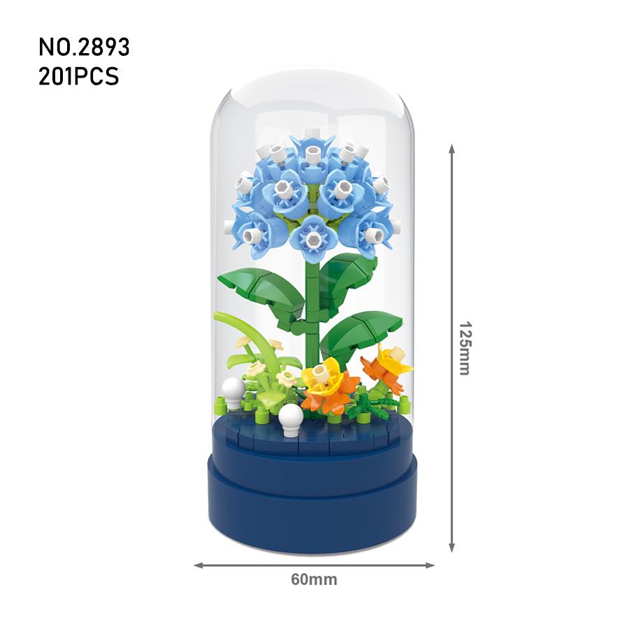 Ewige Bausteine Blumen Mikroblöcke Kinderspielzeug Plastikblume Mini-Topfpflanze DIY Weihnachtsgeschenke