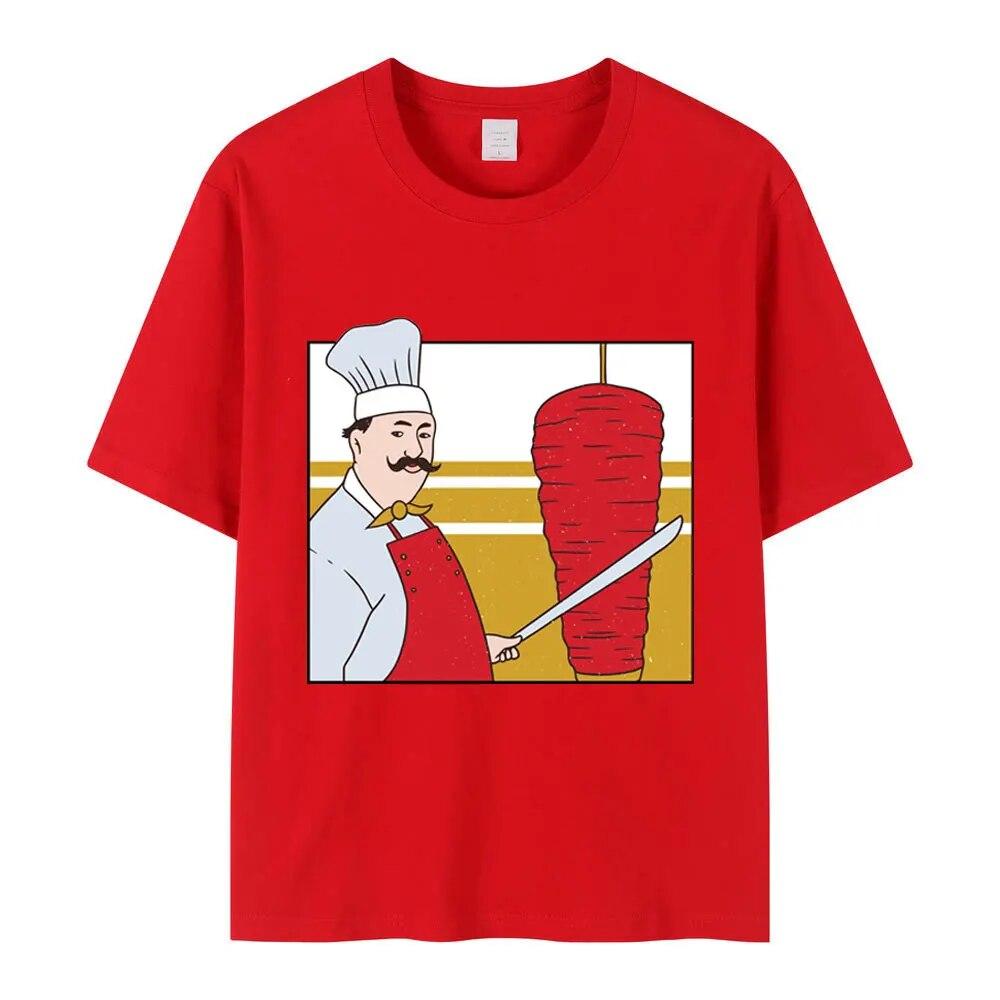 Hot Sale Funny Doner Kebab Print T Shirt Unisex Street Fashion Oversized T Shirt Unisex Women Hip Hop Harajuku Pure Cotton T-shirts
