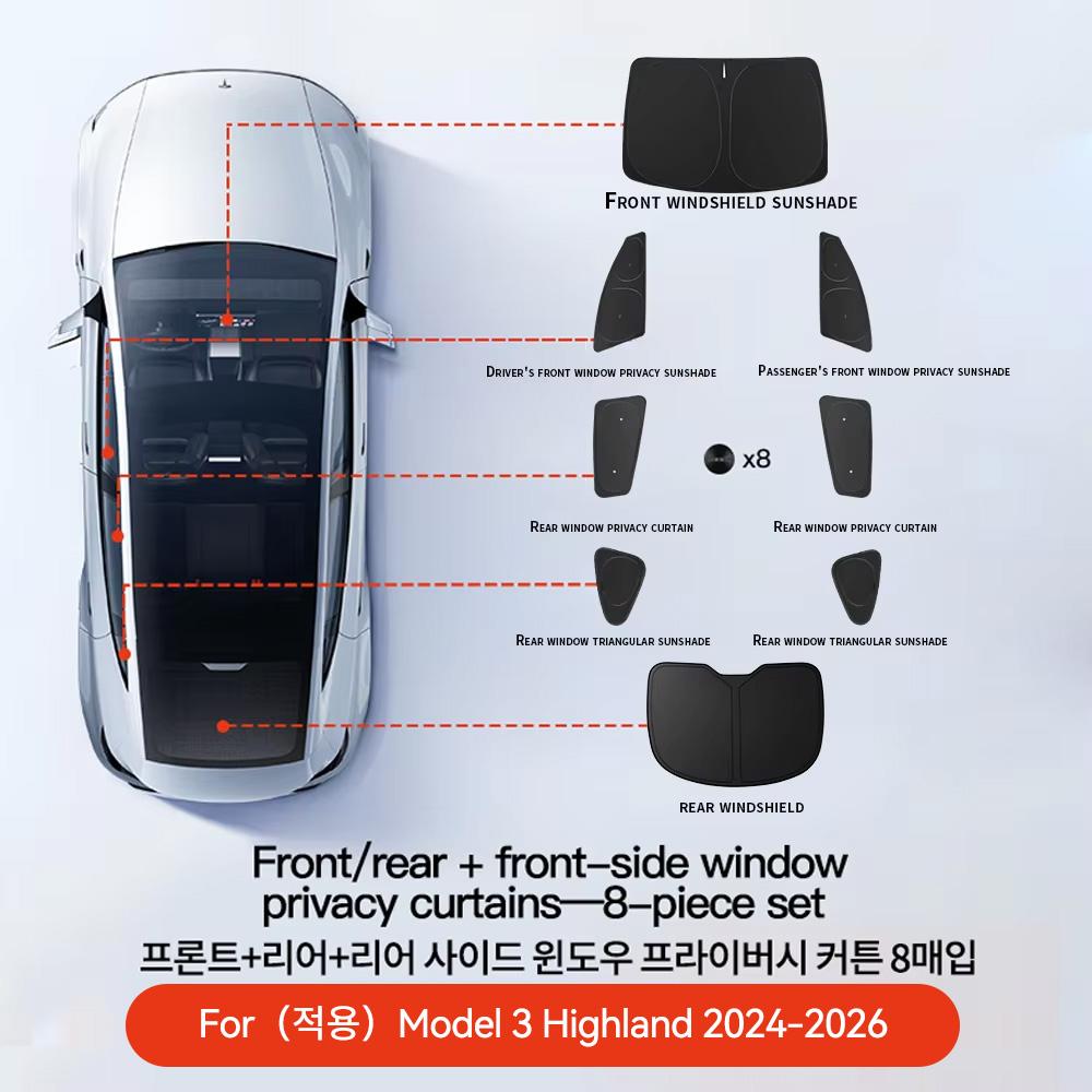 YZ For Tesla Model 3/Y Highland Juniper 2026 Car Side Window Sunshade Window with Suction Cups Sunshade Cloth Cover Accessories