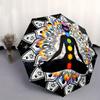 1pc Automatic Folding umbrella with Chakra Yoga Design - Automatic Open/Fold, 8-Rib sturdy structure, Yoga Meditation, Portabl