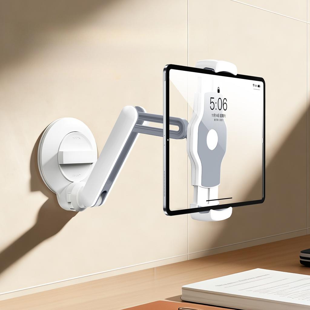 Oatsbasf Glass Mirror Suction Cup Tablet & Phone Holder Wall Mount Tablet Stand Anlge Adjustable Hands Free Telescopic Mount