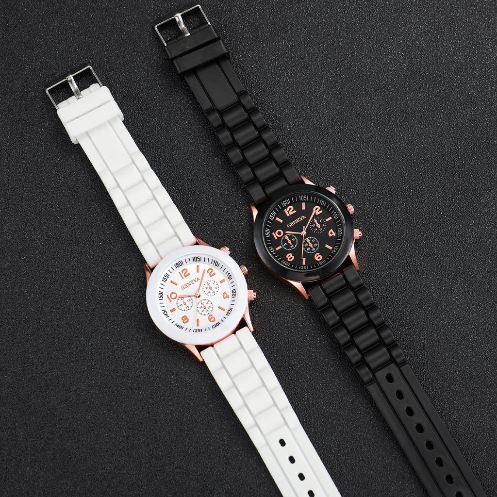 3pcs/set Unisex Silicone Band Quartz Watch 3 Colors /set
