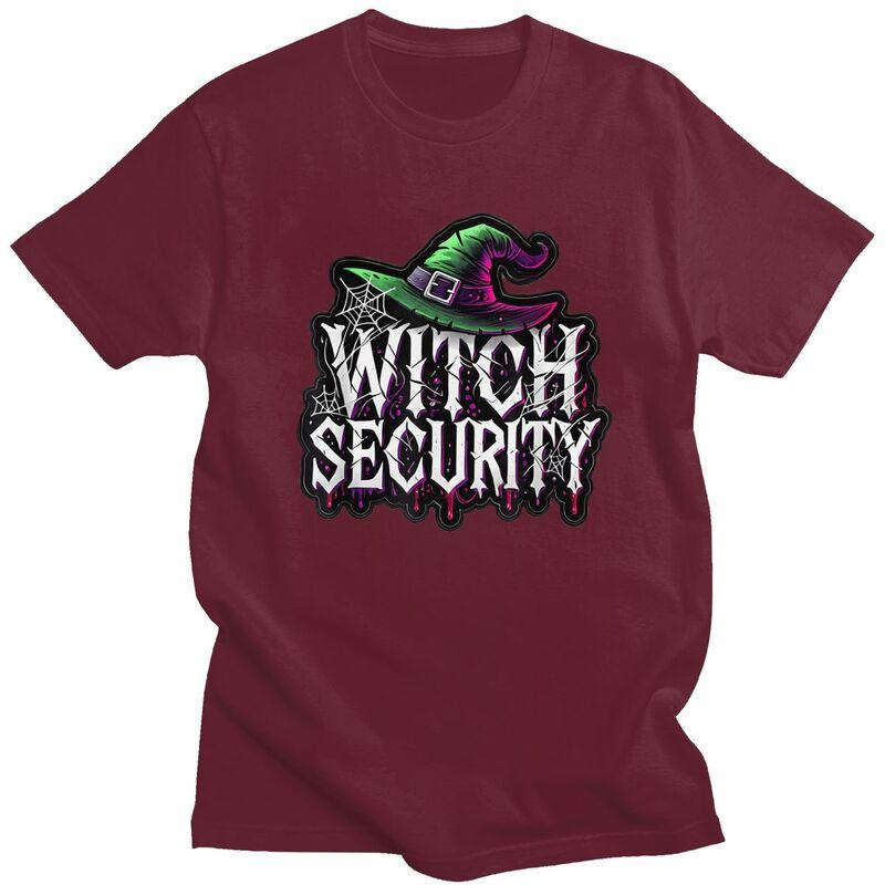 Custom Trendy Witch Security Halloween Joke T Shirt Men Short Sleeve Pure Cotton Tshirt Leisure Tee Tops Streetwear Tshirt